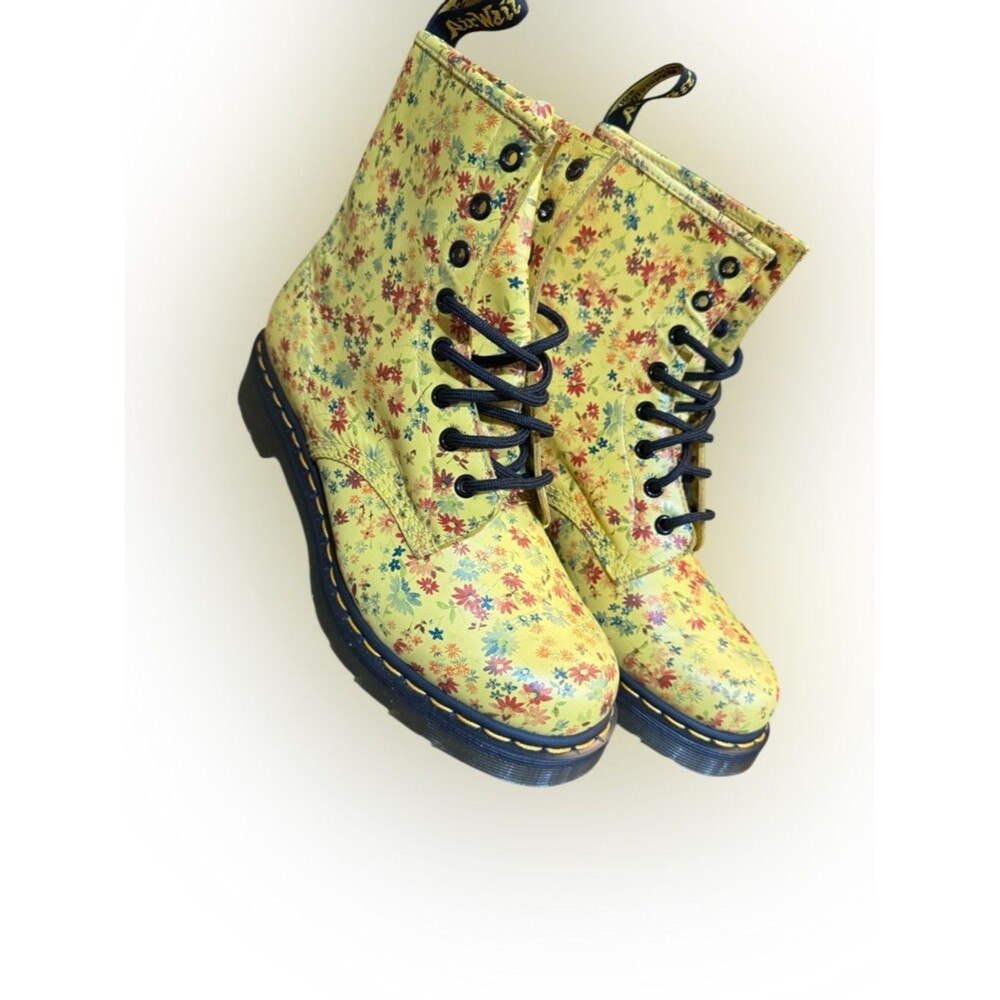 Dr. Martens RARE NIB 1460 Sun Yellow Little Flowers Floral Boots Women's size 9 - Picture 9 of 16